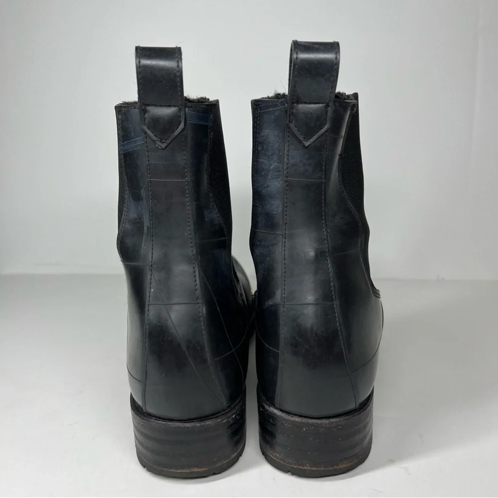 SYLVEN NEW YORK Raen Faux Fur Lined Chelsea Rain Boot In Black Womens Size 11